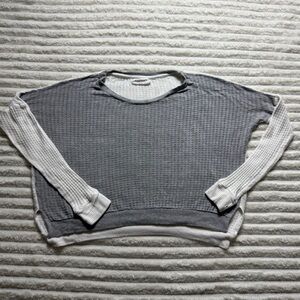 Velvet by Graham & Spencer Gray White Waffle-Knit Pullover Sweater Size S